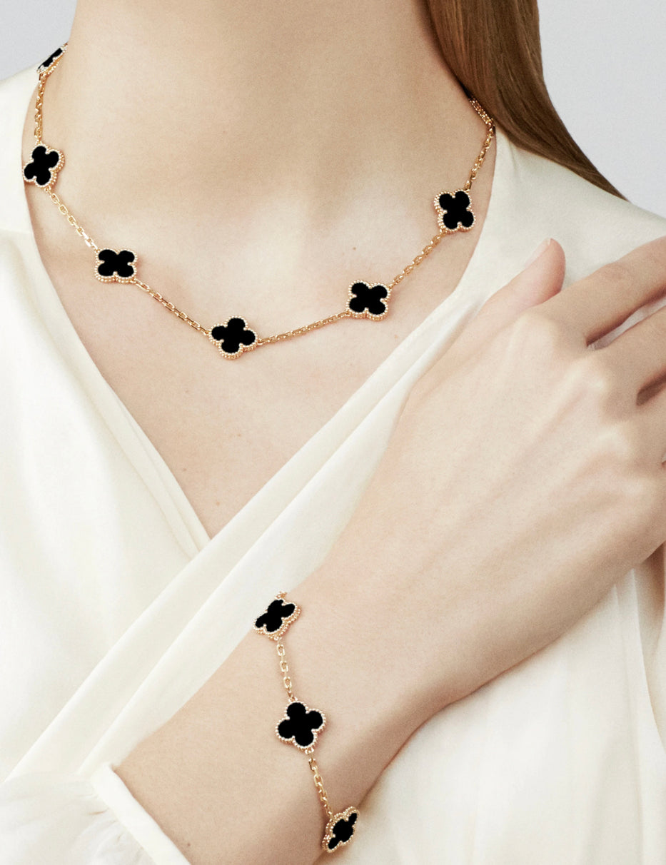 Gold and Black All Cleef Inspired Necklace