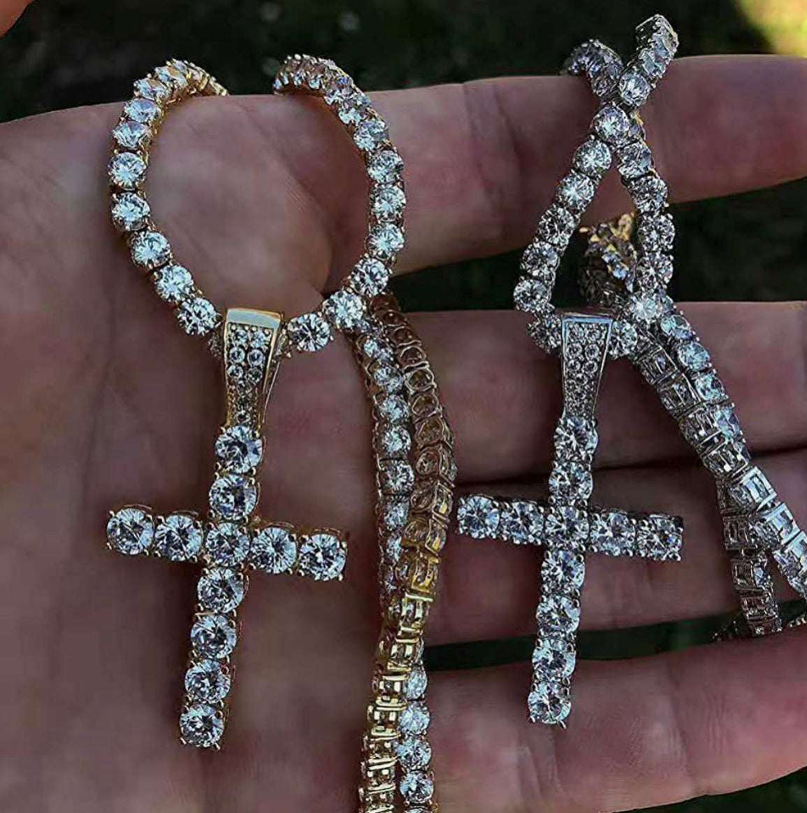 Silver Tennis Cross Necklace