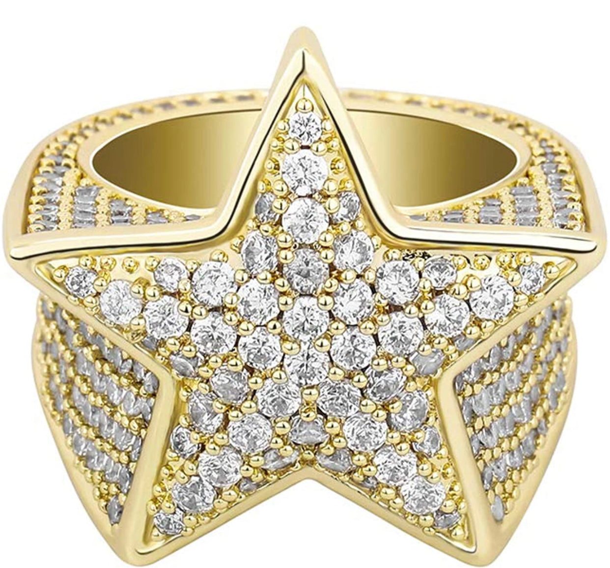Gold Bust Down Star Ring
