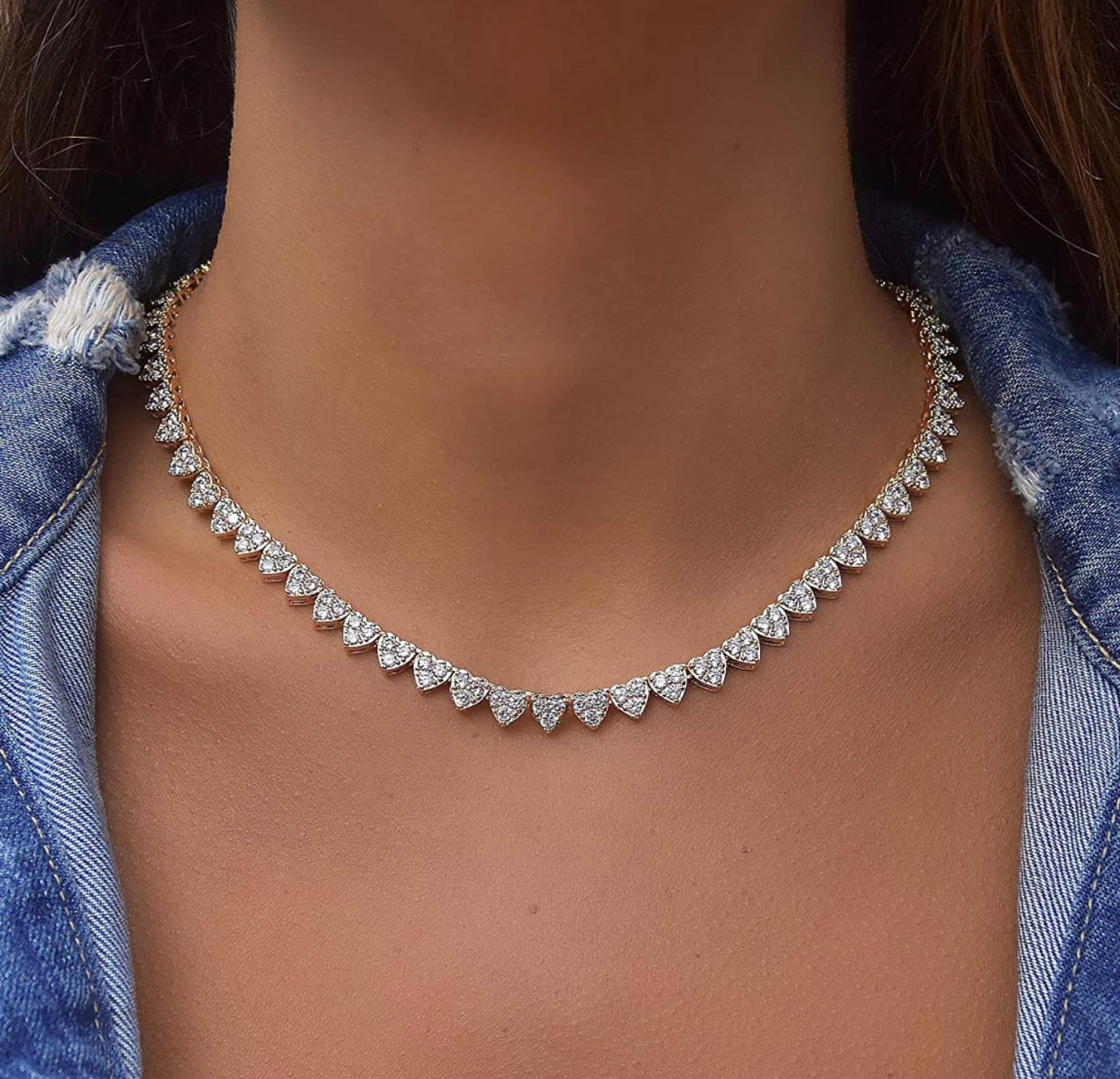 RoseGold Tennis Heart Necklace