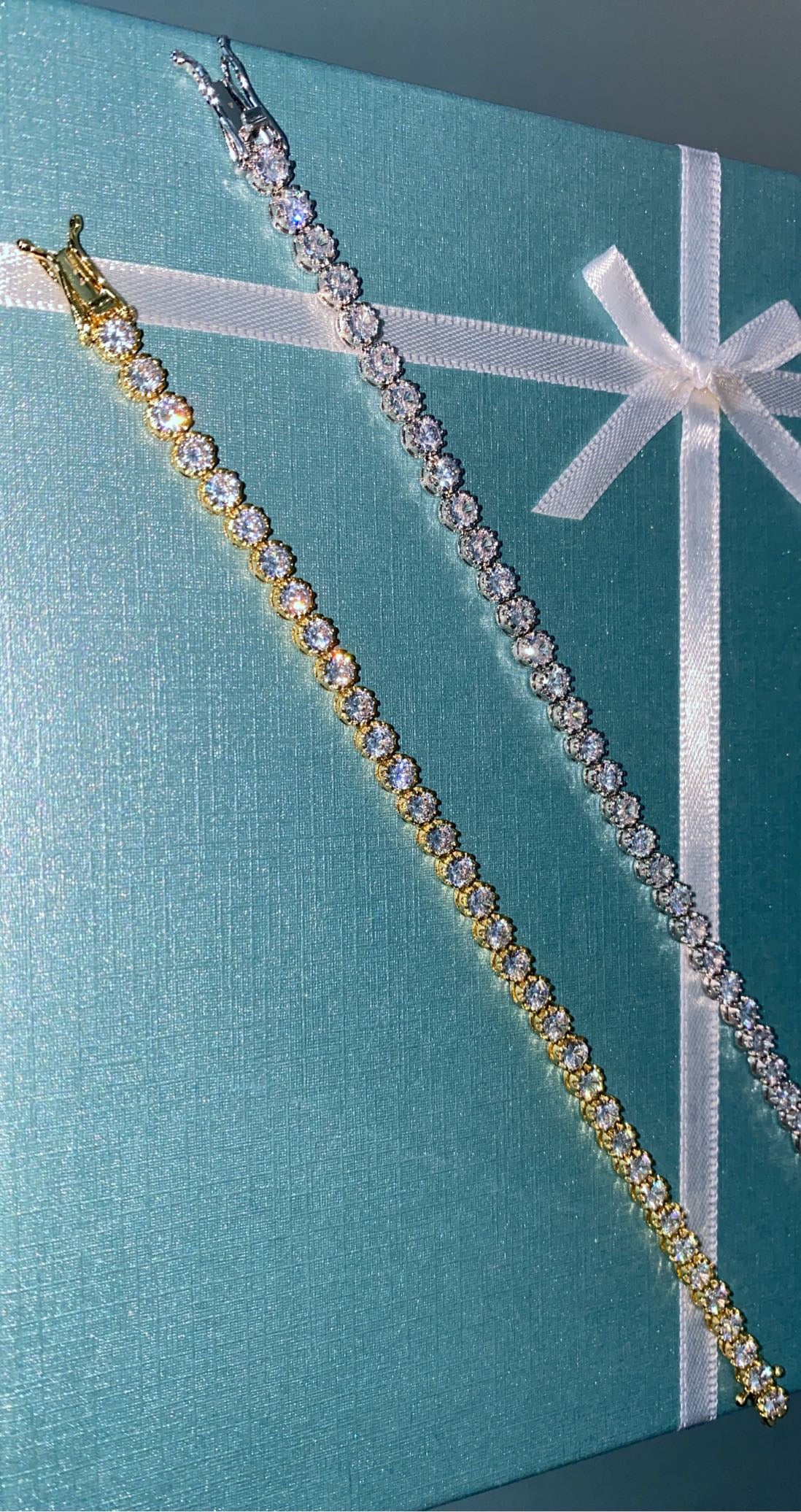 Gold Princess Cut Tennis Bracelet