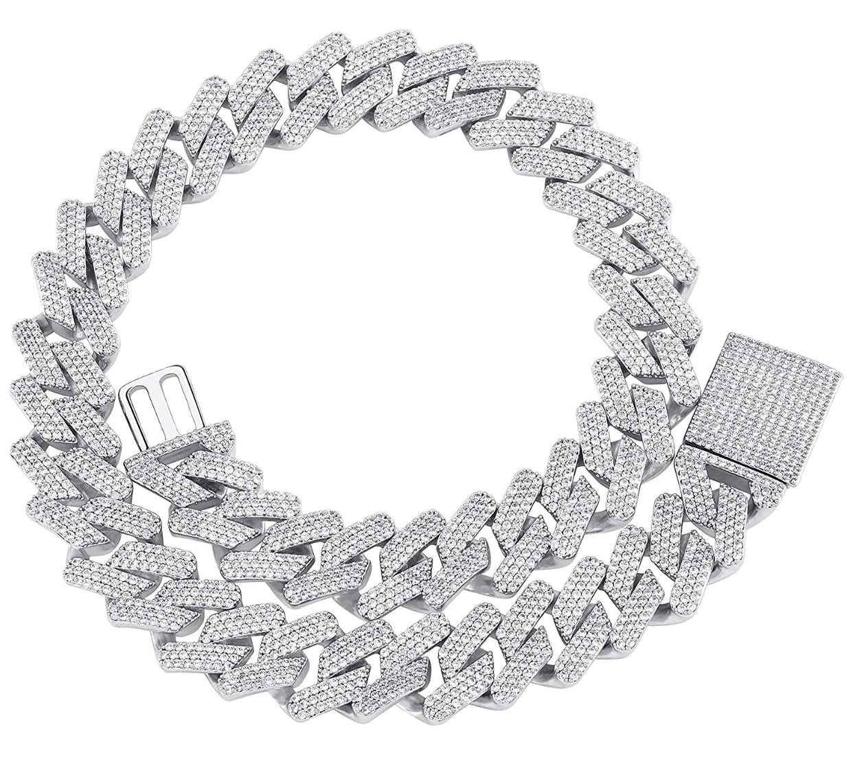 Silver Bust Down Icy Cuban Necklace