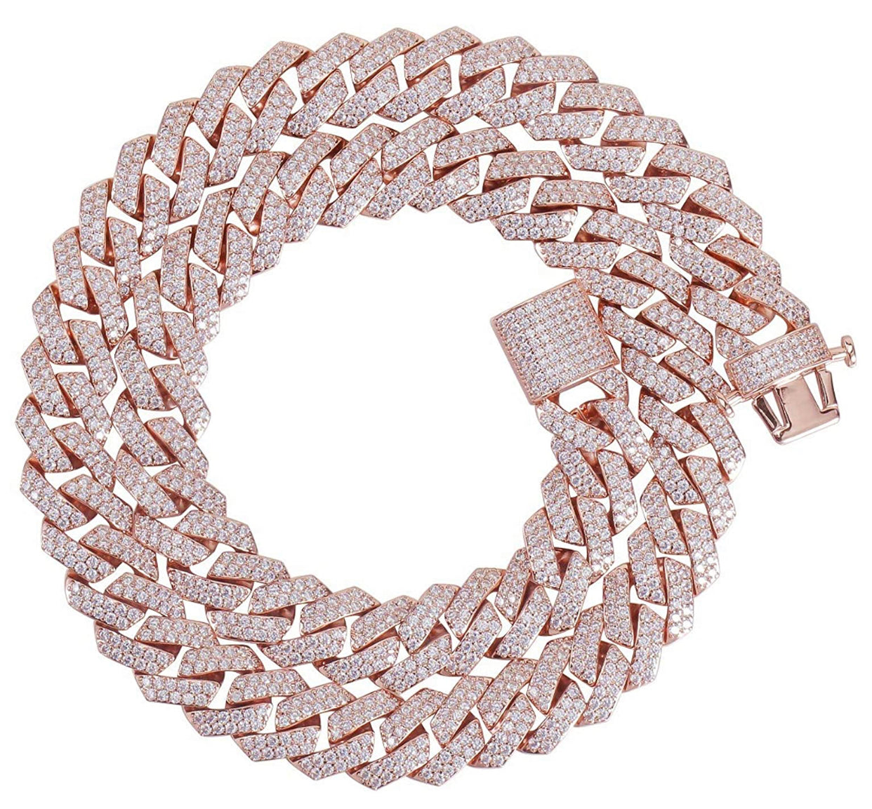 RoseGold Bust Down Icy Cuban Necklace