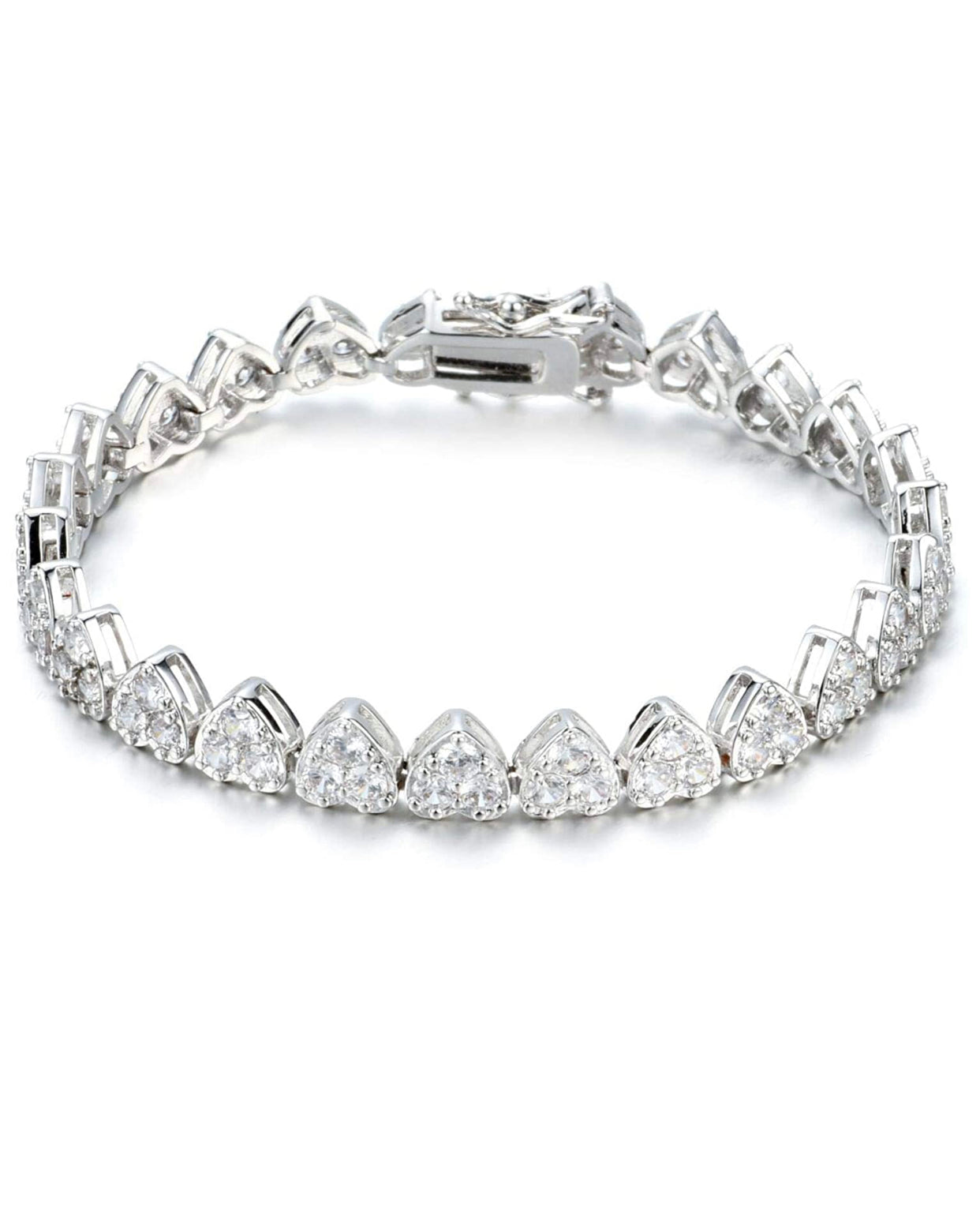 Silver Tennis Heart Bracelet