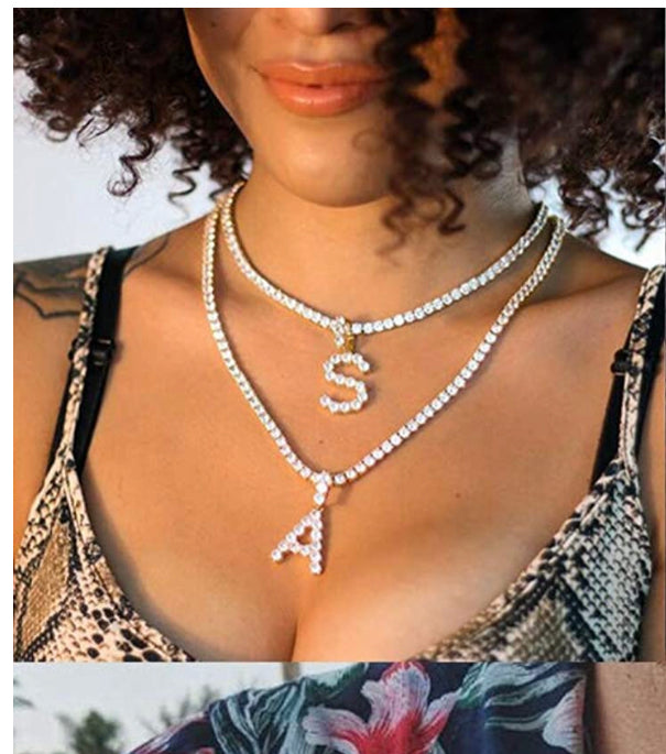 Gold Tennis Letter ''I'' Necklace