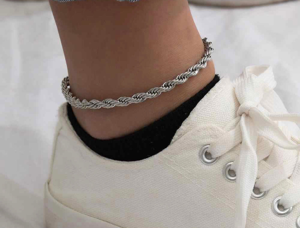 Silver Rope Anklet