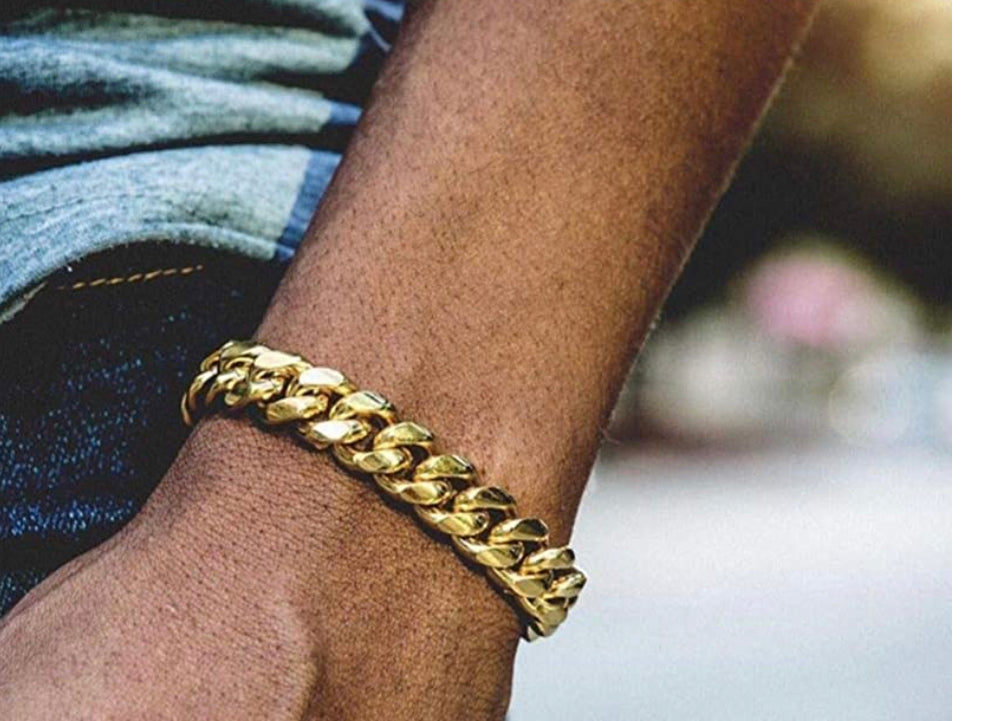 Mens Gold Miami Cuban Bracelet