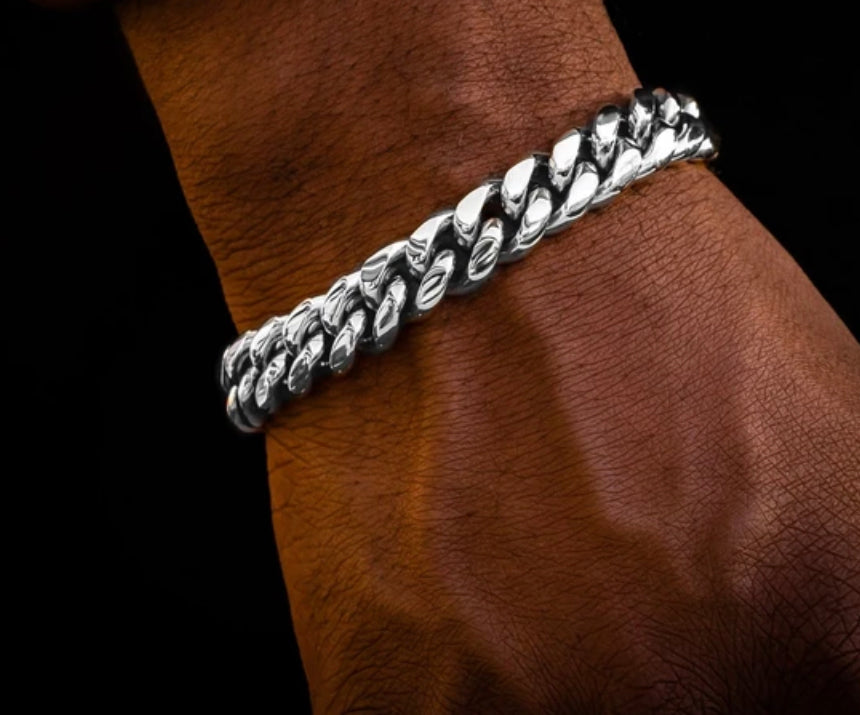 Mens Silver Miami Cuban Bracelet