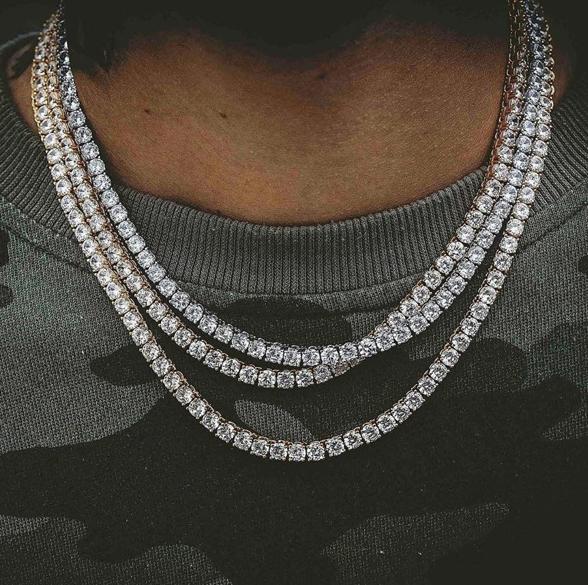 Mens Gold Tennis Necklace