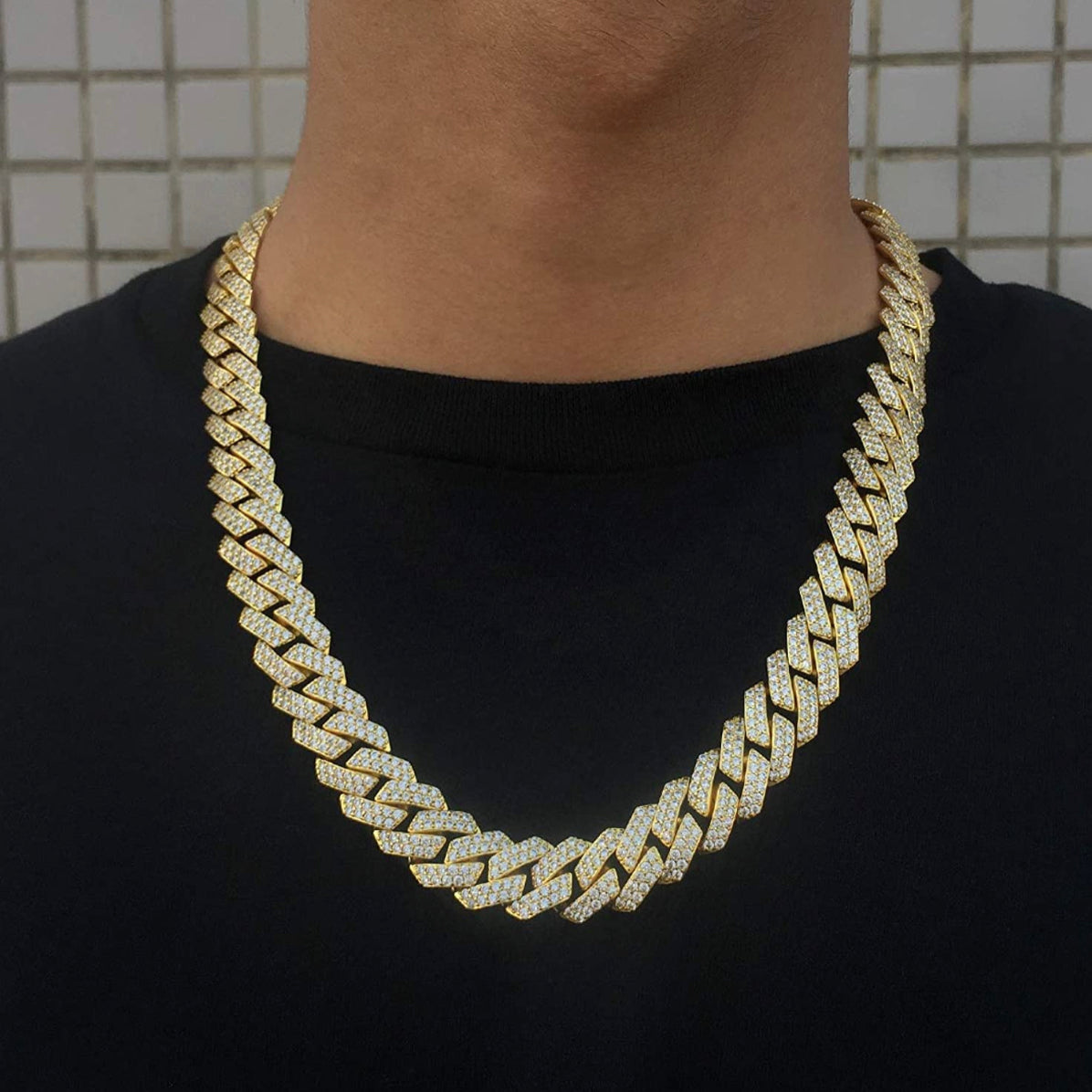 Mens Gold Cuban Bust Down Chain