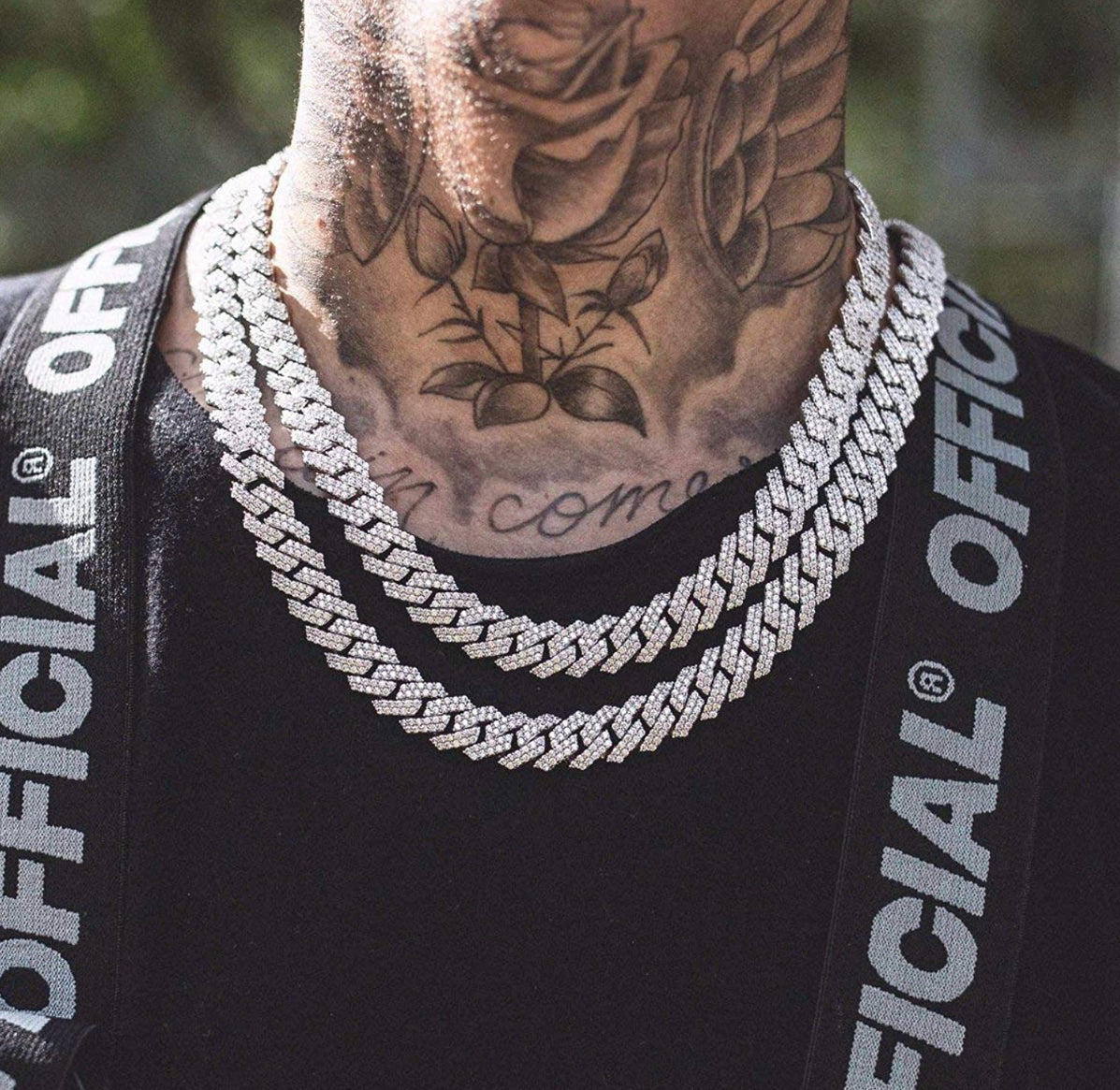 Mens Silver Cuban Bust Down Chain