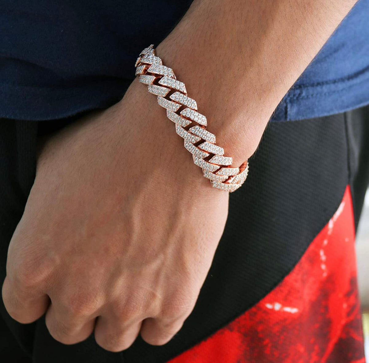 Mens RoseGold Cuban Bust Down Bracelet
