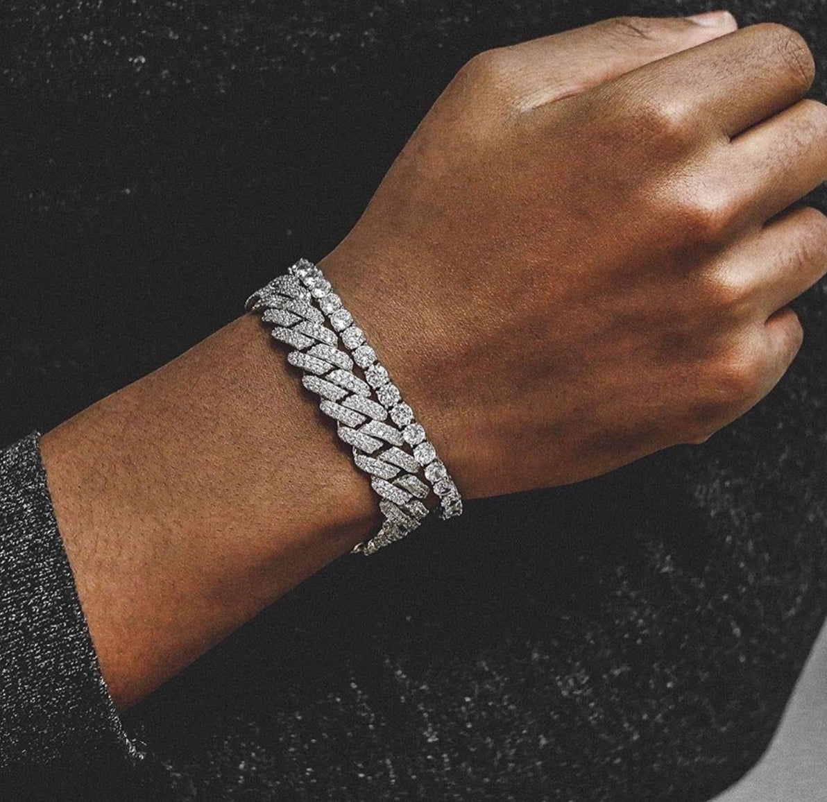 Mens Silver Cuban Bust Down Bracelet