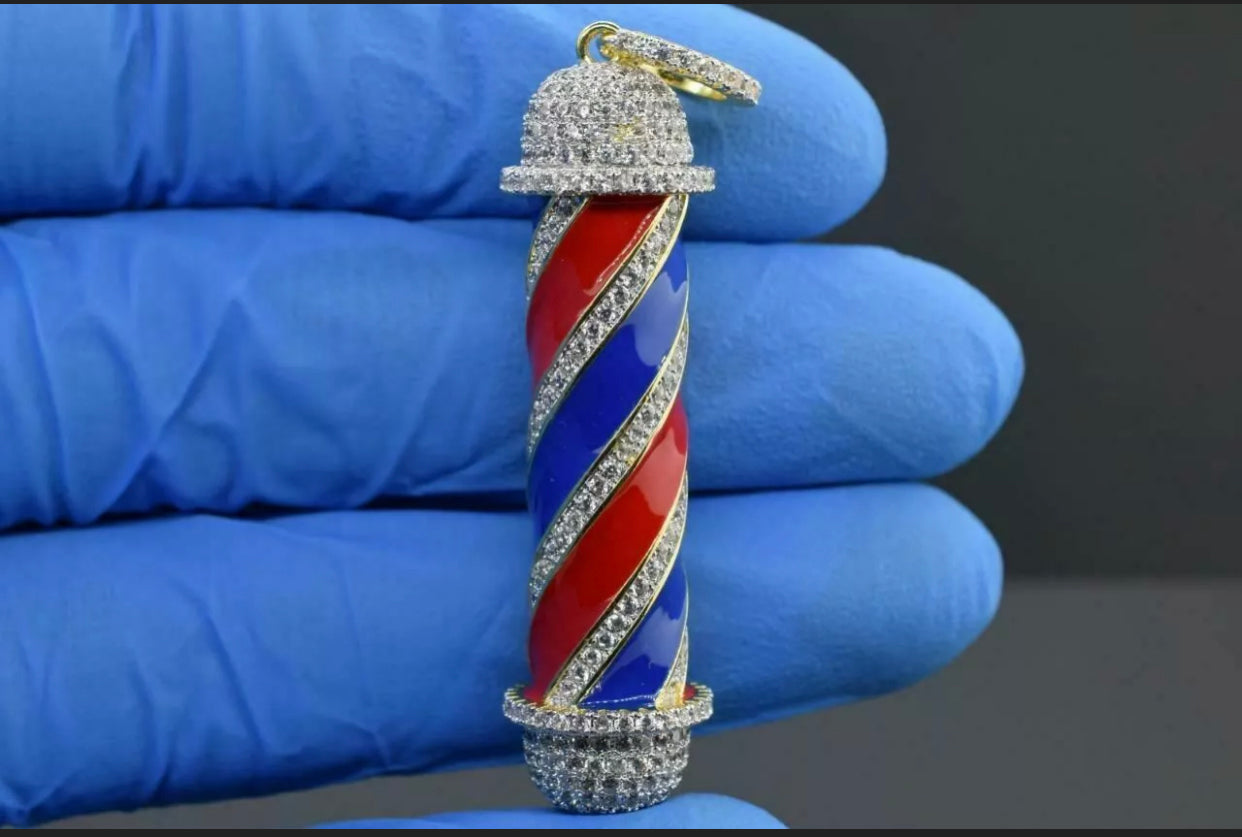 Mens Gold Bust Down Barber Pendant