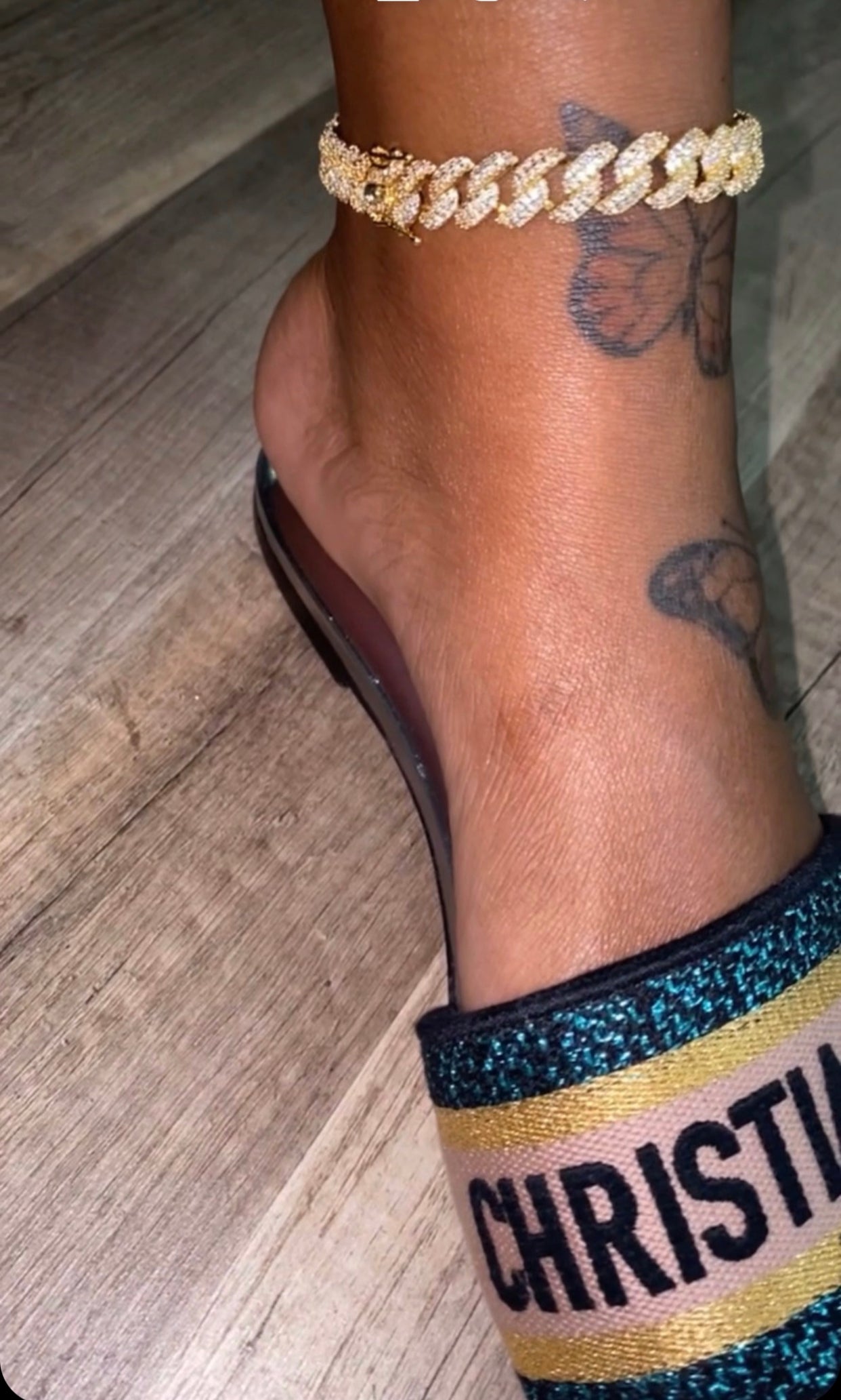 Gold Bust Down Mini Icy Cuban Anklet