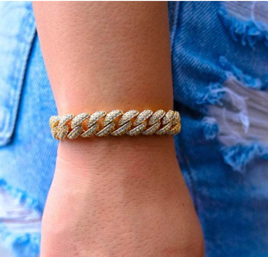 Gold Bust Down Mini Icy Cuban Bracelet