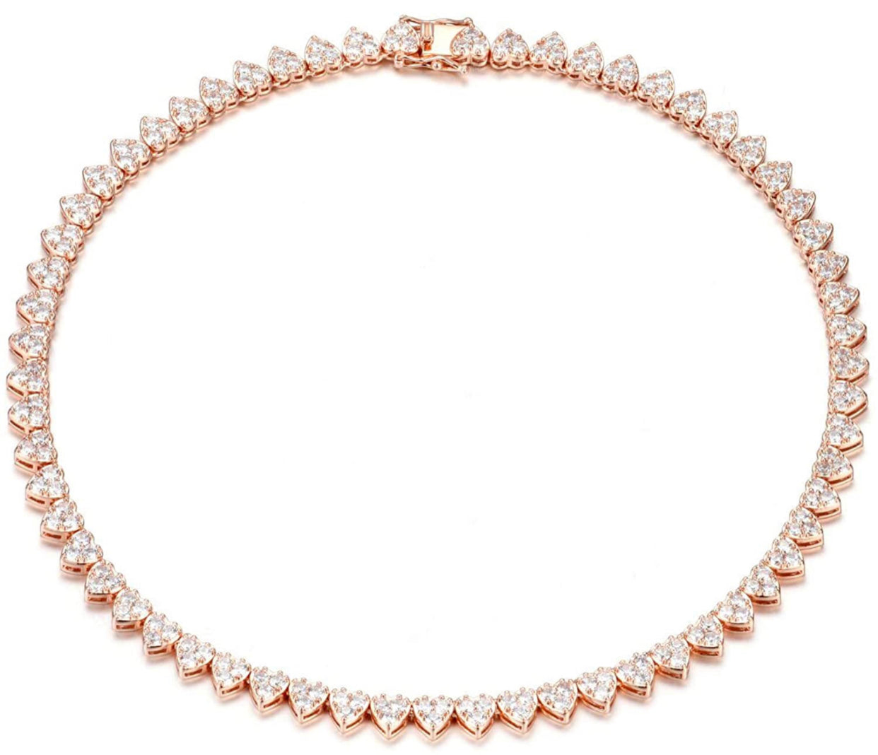 RoseGold Tennis Heart Necklace