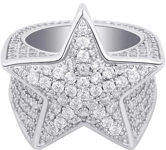 Silver Bust Down Star Ring