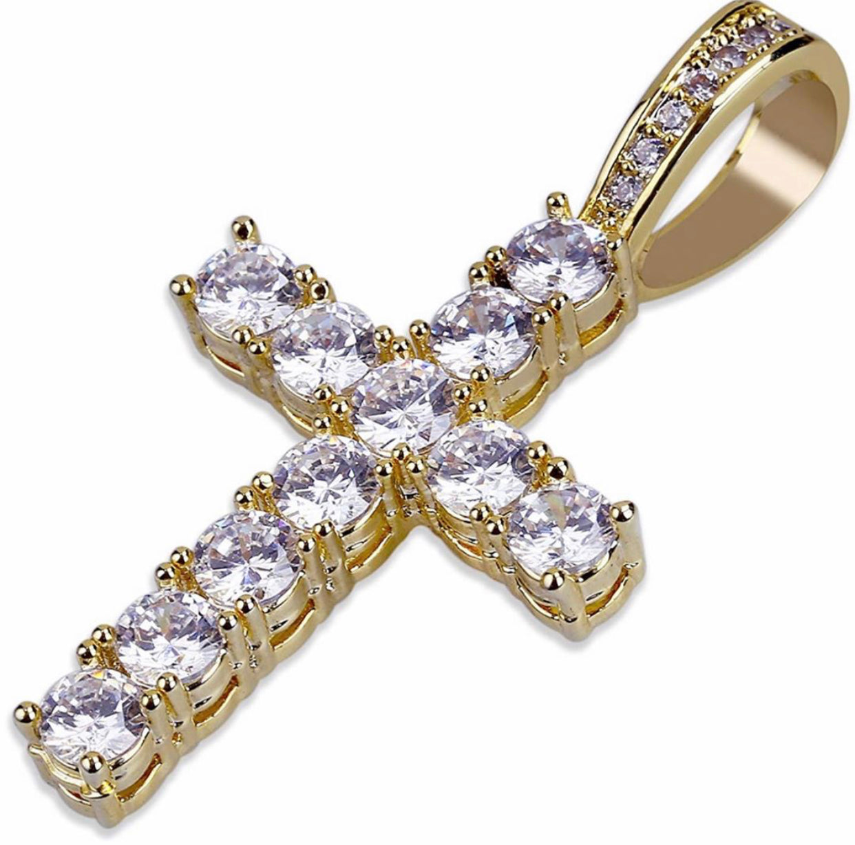 Gold Tennis Cross Necklace
