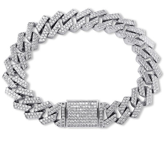 Silver Bust Down Icy Cuban Bracelet