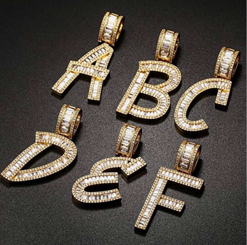 Gold Baguette Letter ''S'' Necklace