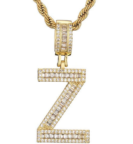 Gold Baguette Letter ''Z'' Necklace