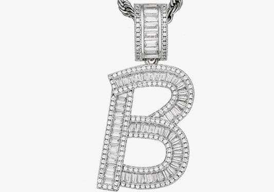 Gold Baguette Letter ''B'' Necklace