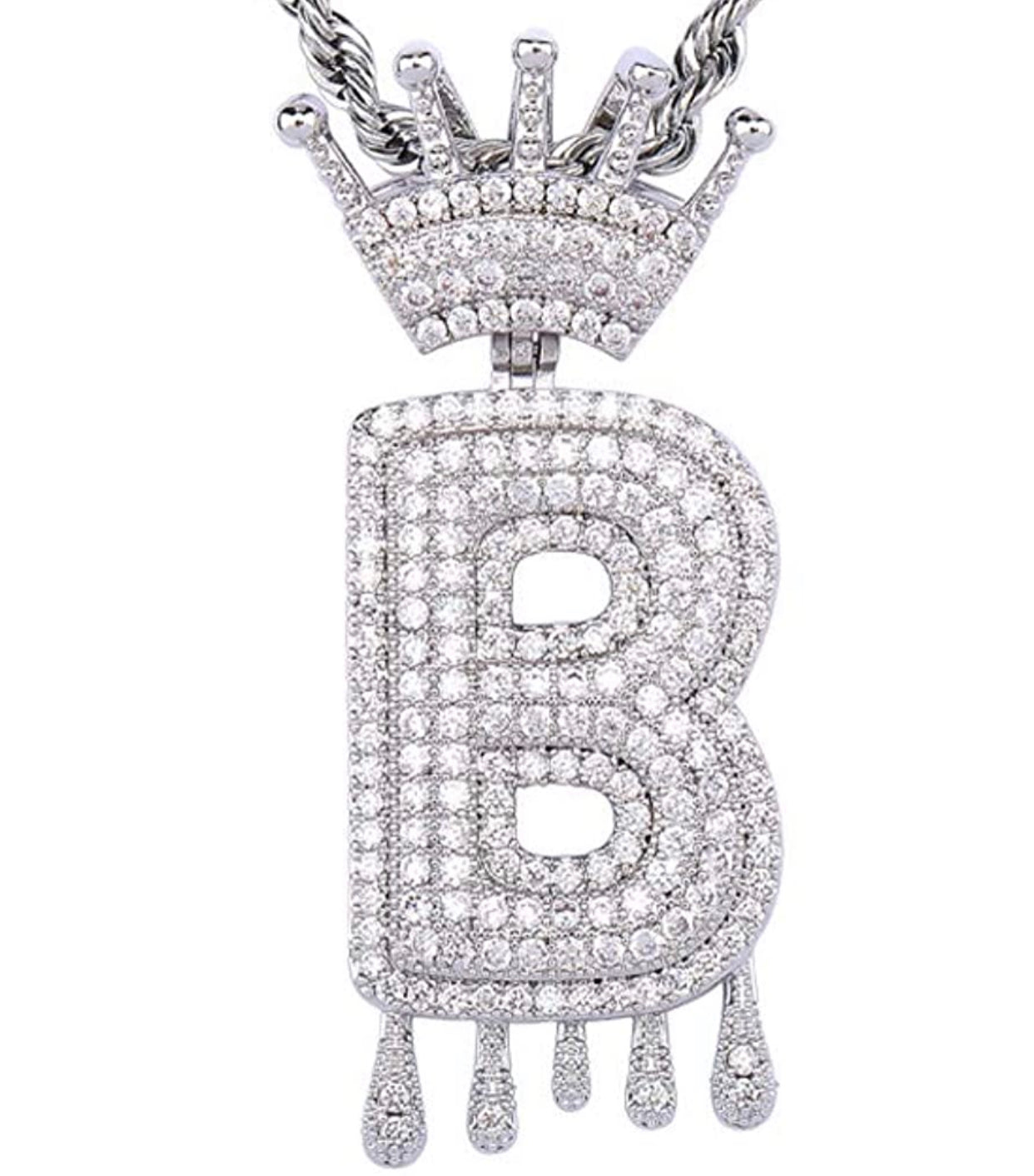 Silver Dripping Crown Letter ''B'' Necklace