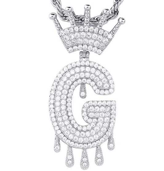 Silver Dripping Crown Letter ''G'' Necklace