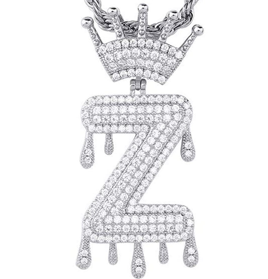 Silver Dripping Crown Letter ''Z'' Necklace