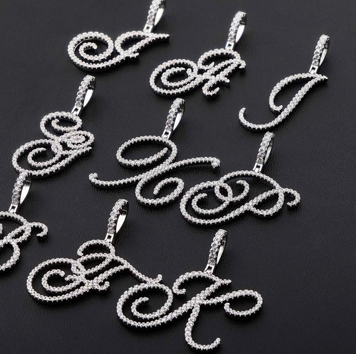 Silver Cursive Tennis Letter ''S'' Necklace