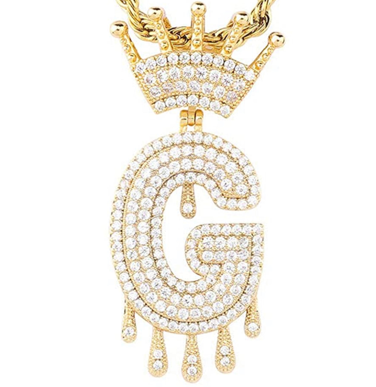 Gold Dripping Crown Letter ''G'' Necklace