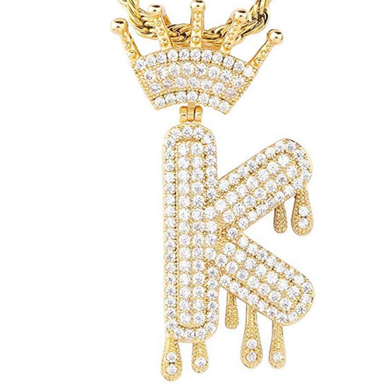 Gold Dripping Crown Letter ''K'' Letter