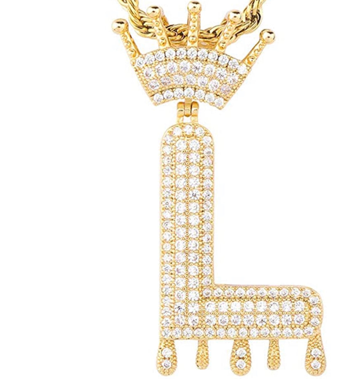 Gold Dripping Crown Letter ''L'' Necklace