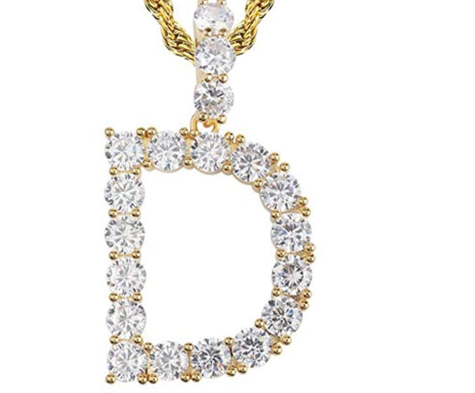 Gold Tennis Letter ''D'' Necklace