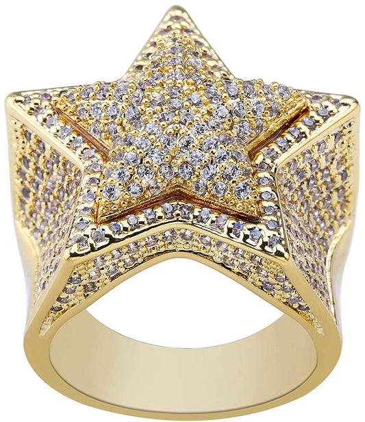 Mens Gold Bust Down Star Ring