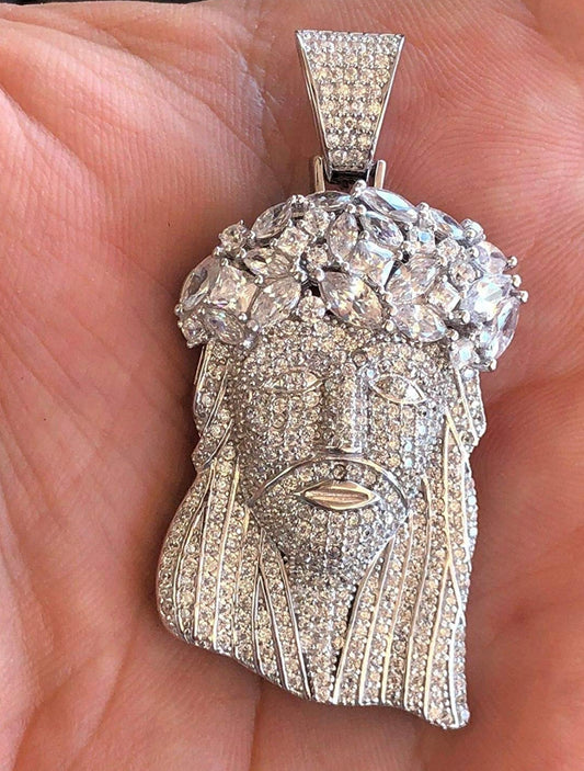 Silver Bust Down Jesus Piece Necklace