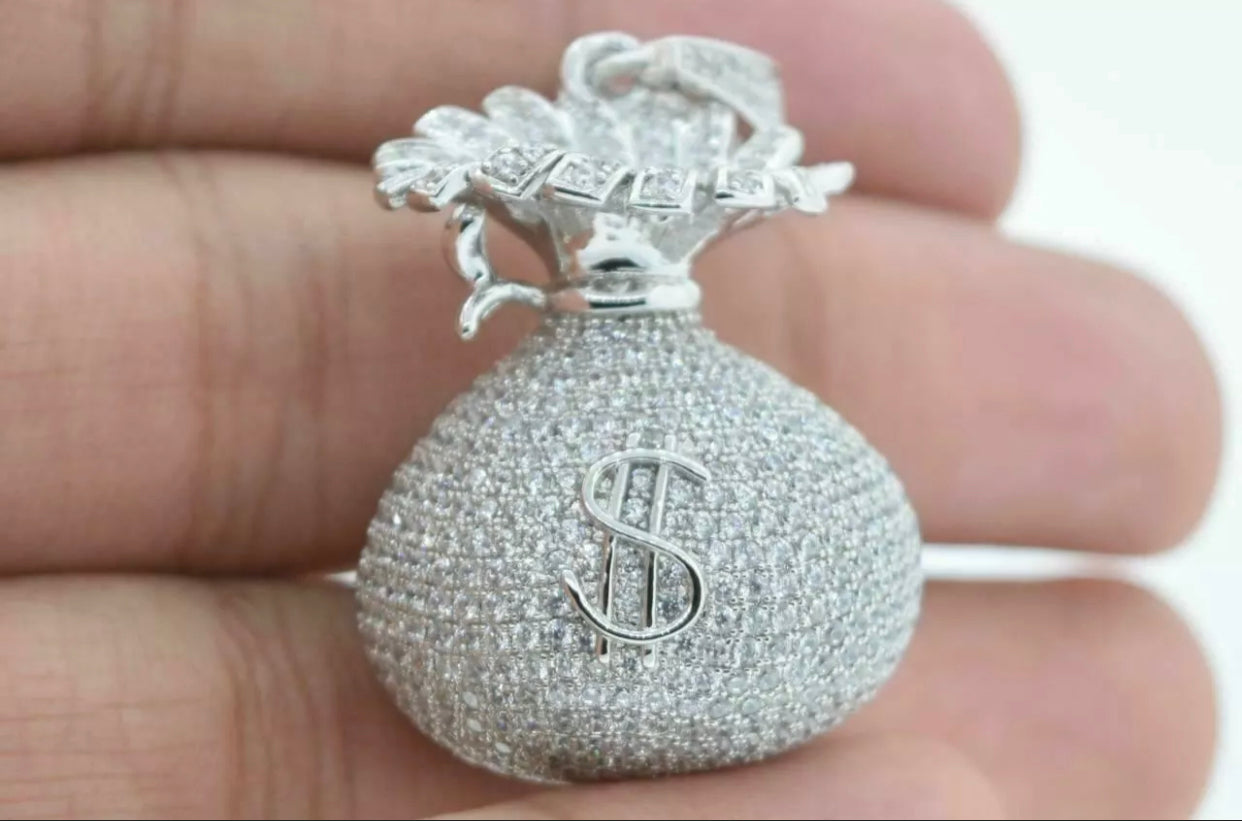 Mens Silver Money Bagg Necklace