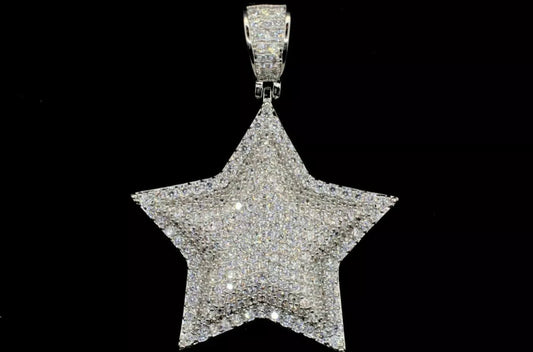 Mens Silver Bust Down Star Necklace