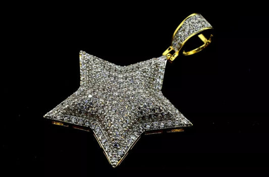 Mens Gold Bust Down Star Necklace