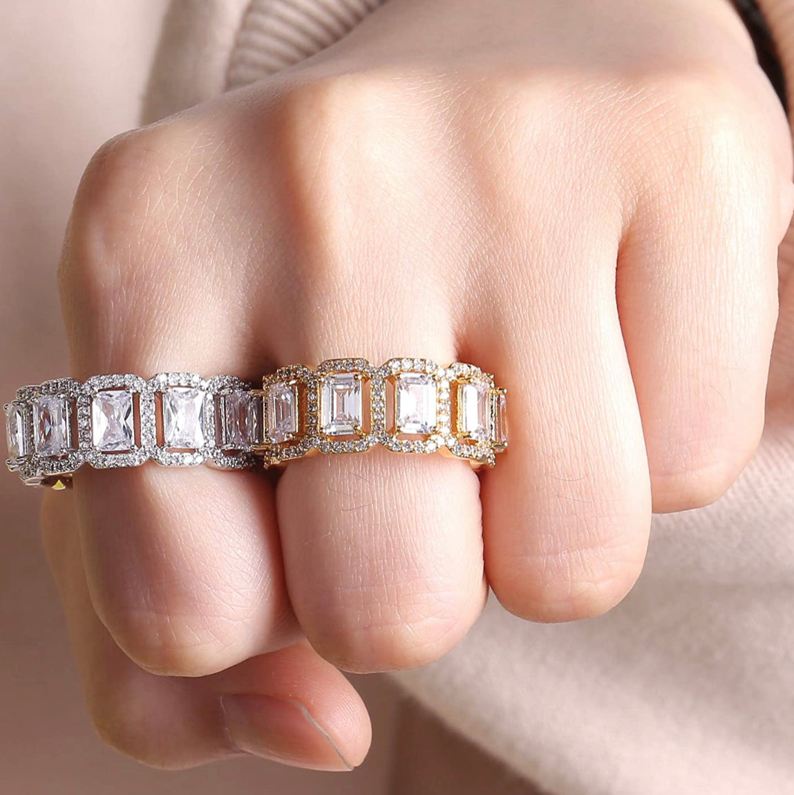 Silver Baguette Princess Cut Ring