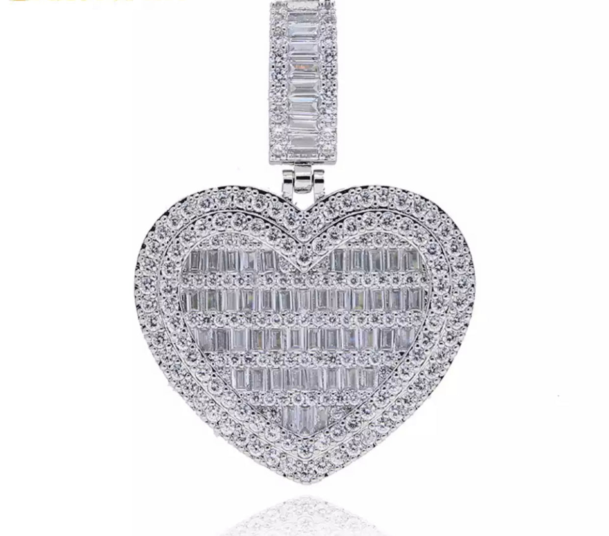 Silver Baguette Heart Necklace